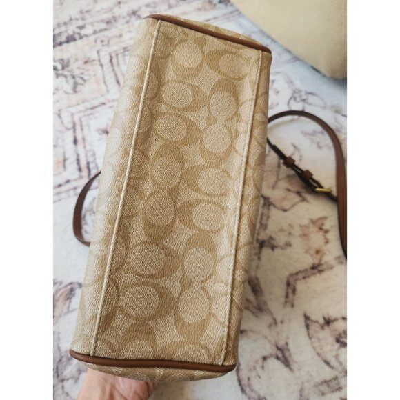 Coach Peyton Signature Print Bennett Mini Satchel Crossbody Bag Khaki/Brown - Picture 4 of 8